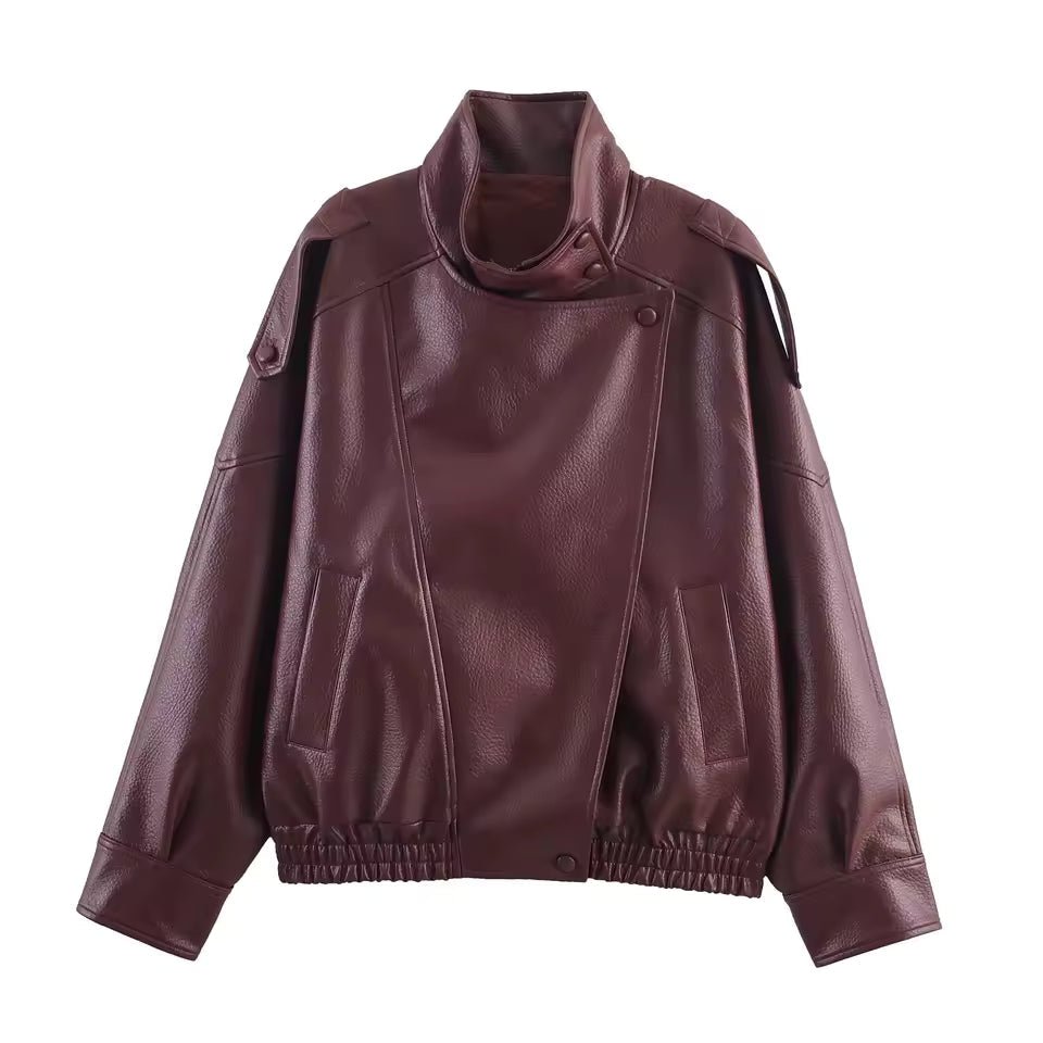 Elena Women's Oversized Asymmetric Button Jacket - Casual Loose Fit Polyester Outerwear - Image 8