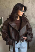 Evita Vegan Leather Jacket - Women's Fall and Winter Outerwear