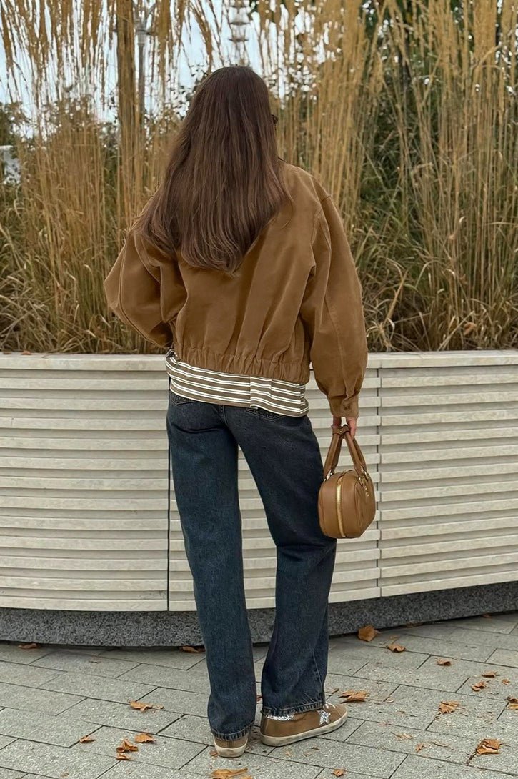 Genoveva Suede Zip Relaxed Jacket - Women's Everyday Outerwear - Image 3