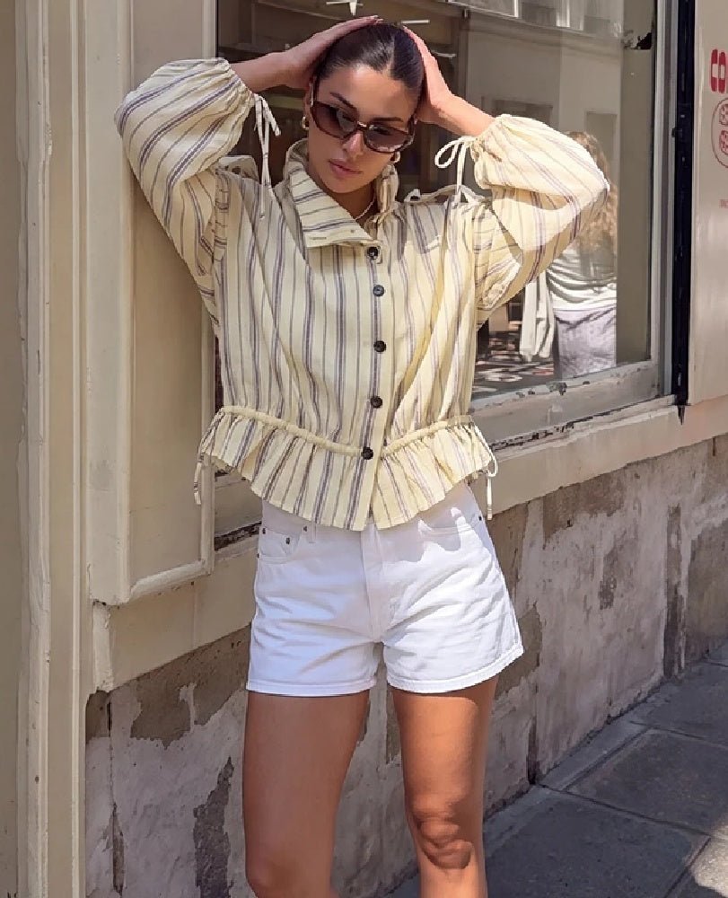 Gina Stand Collar Striped Jacket - Women's Everyday Outerwear - Image 3
