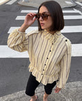 Gina Stand Collar Striped Jacket - Women's Everyday Outerwear
