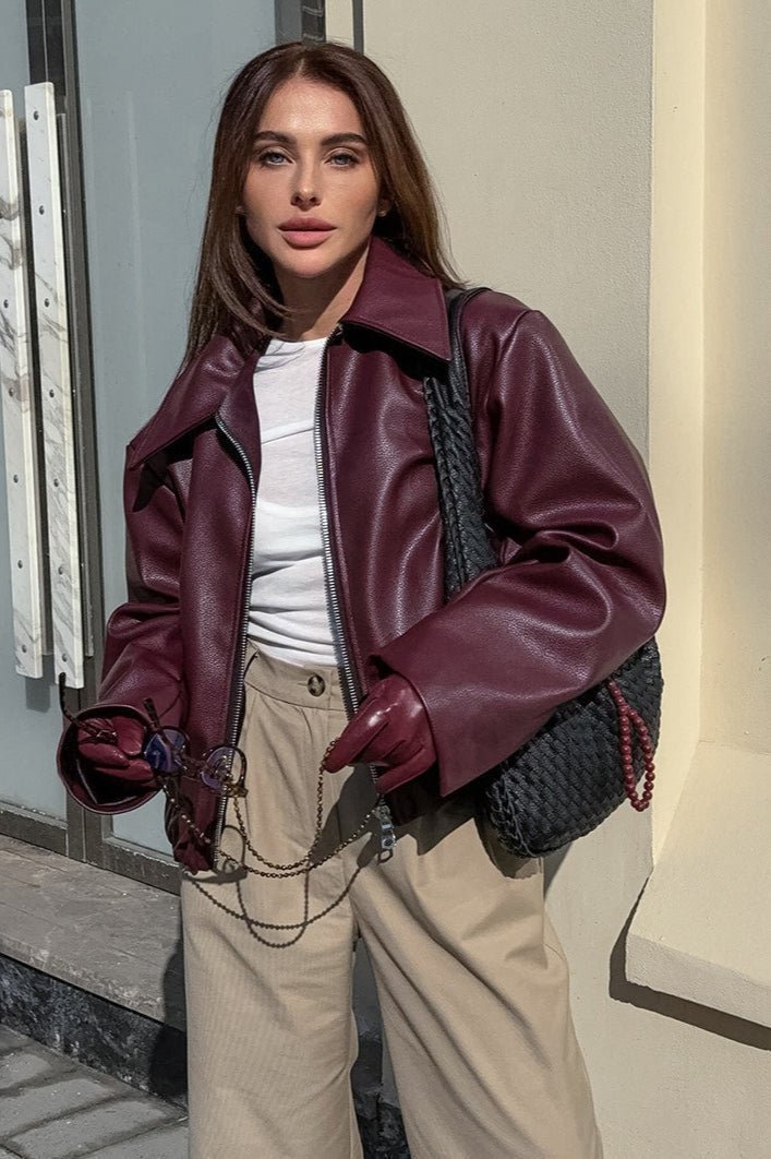 Ilona Faux Leather Matte Moto Jacket - Women's Everyday Outerwear - Image 8