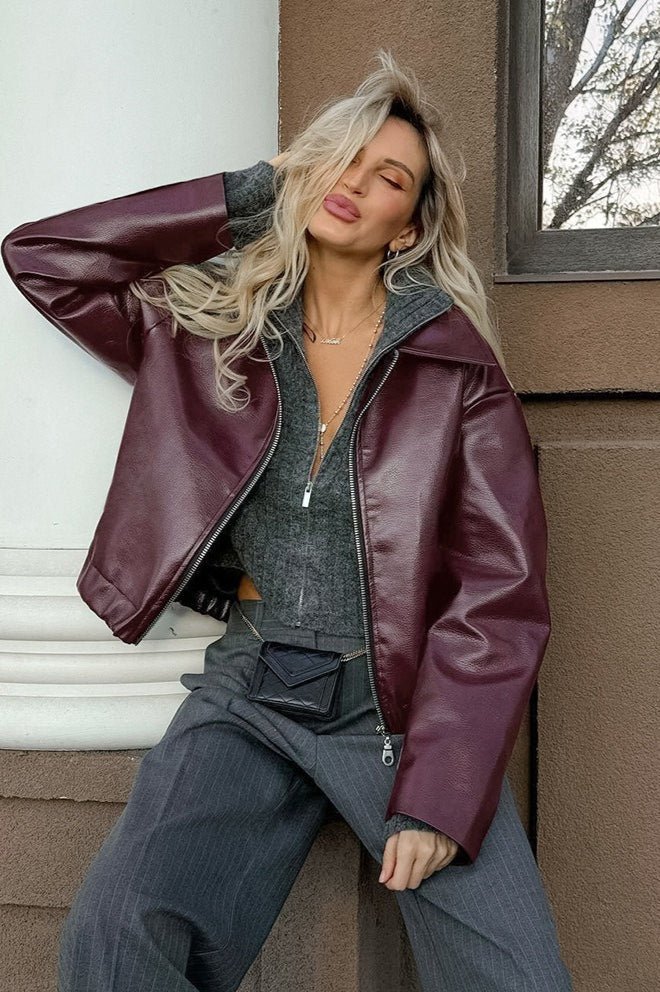 Ilona Faux Leather Matte Moto Jacket - Women's Everyday Outerwear - Image 7