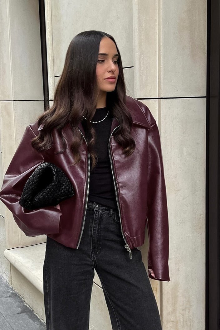 Ilona Faux Leather Matte Moto Jacket - Women's Everyday Outerwear