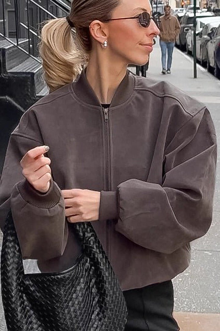 Ilse Suede Bomber Jacket - Women's Everyday Outerwear - Image 2