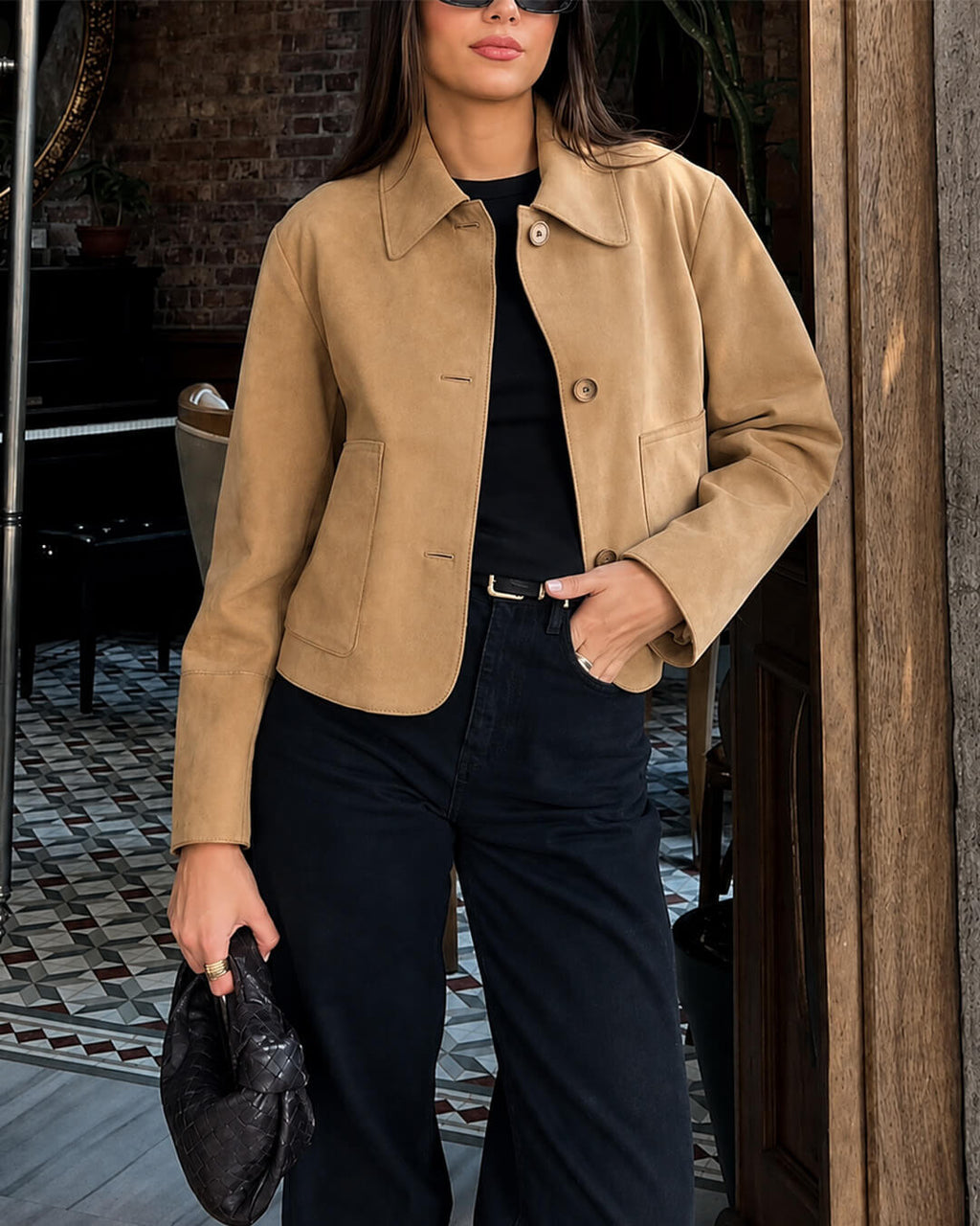Jane Faux Suede Cropped Jacket - Women's Everyday Outerwear