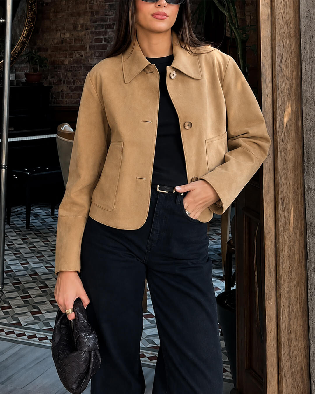 Jane Faux Suede Cropped Jacket - Women's Everyday Outerwear