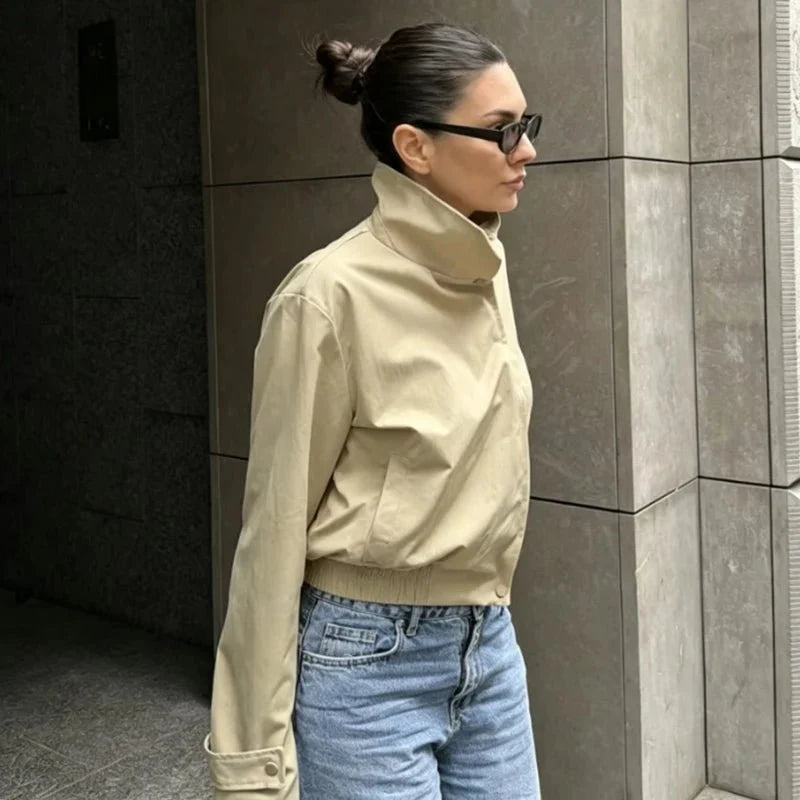 Jenny High Neck Zip Jacket - Women's Everyday Outerwear - Image 3