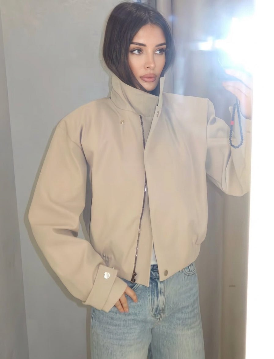 Jenny High Neck Zip Jacket - Women's Everyday Outerwear - Image 2