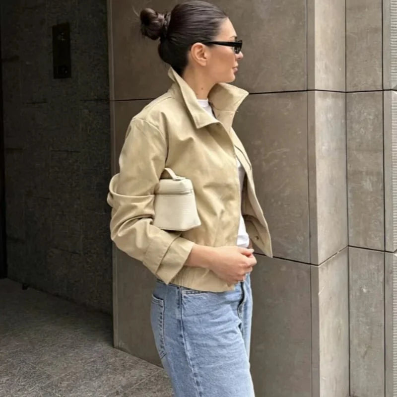 Jenny High Neck Zip Jacket - Women's Everyday Outerwear - Image 4