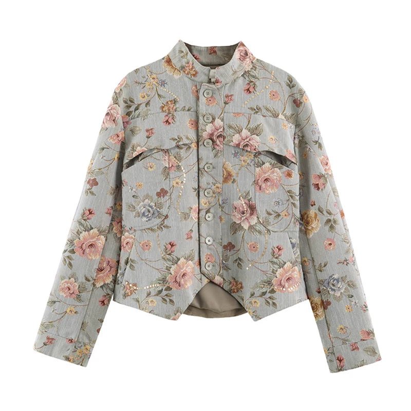 Laura Vintage Jacquard Cropped Jacket - Women's Everyday Outerwear - Image 2