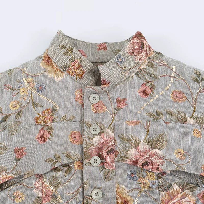 Laura Vintage Jacquard Cropped Jacket - Women's Everyday Outerwear - Image 3