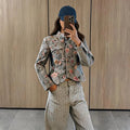 Laura Vintage Jacquard Cropped Jacket - Women's Everyday Outerwear