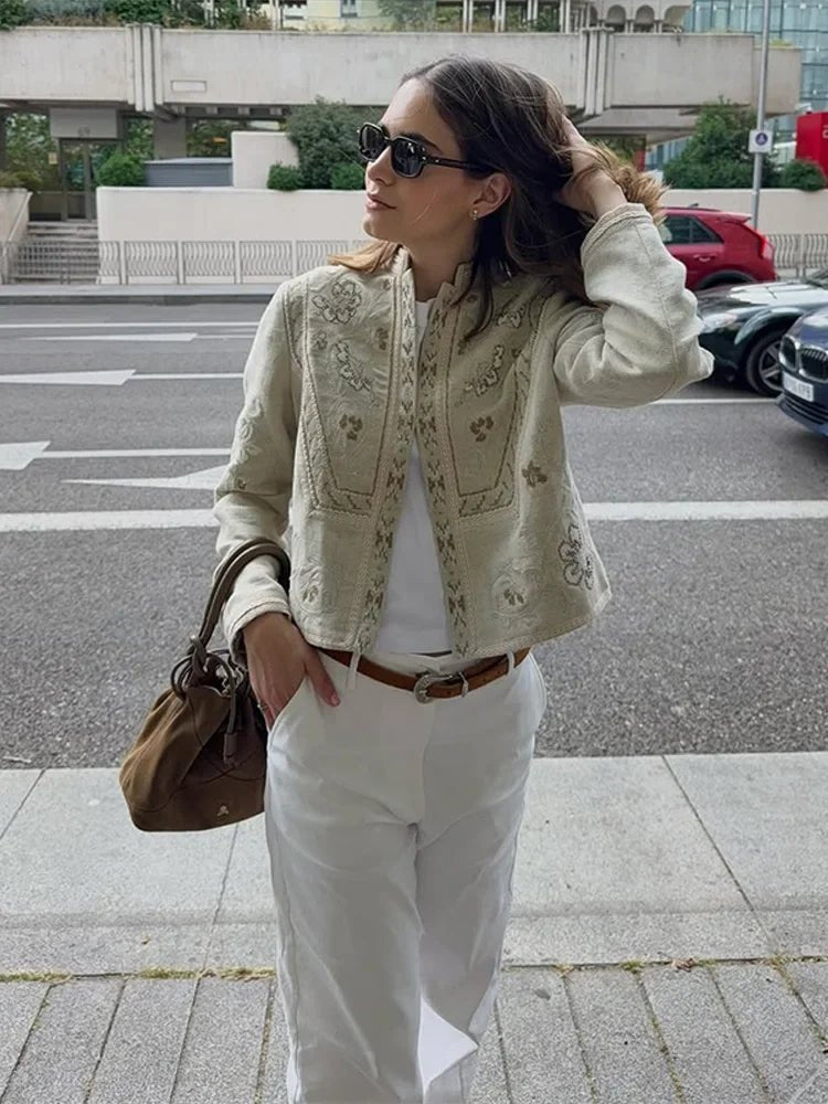Layla Floral Print Cropped Jacket - Women's Everyday Outerwear - Image 4