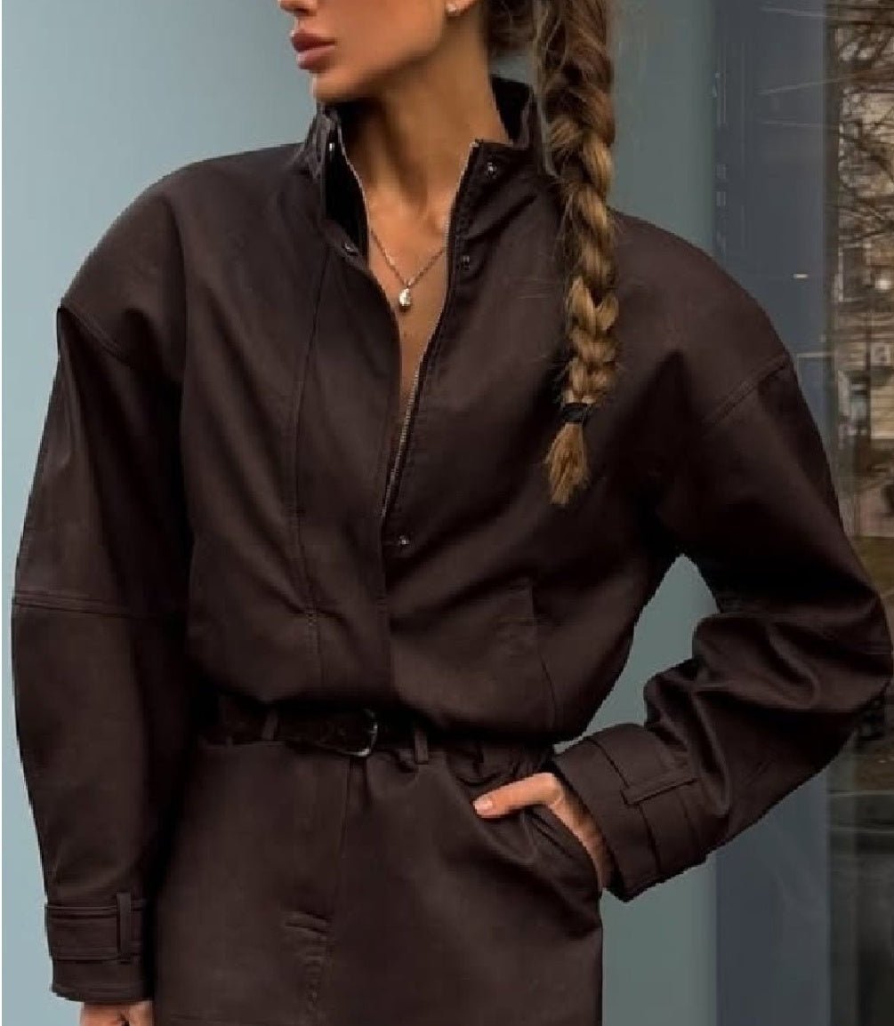 Linda Faux Suede Zip Jacket - Women's Everyday Outerwear - Image 10
