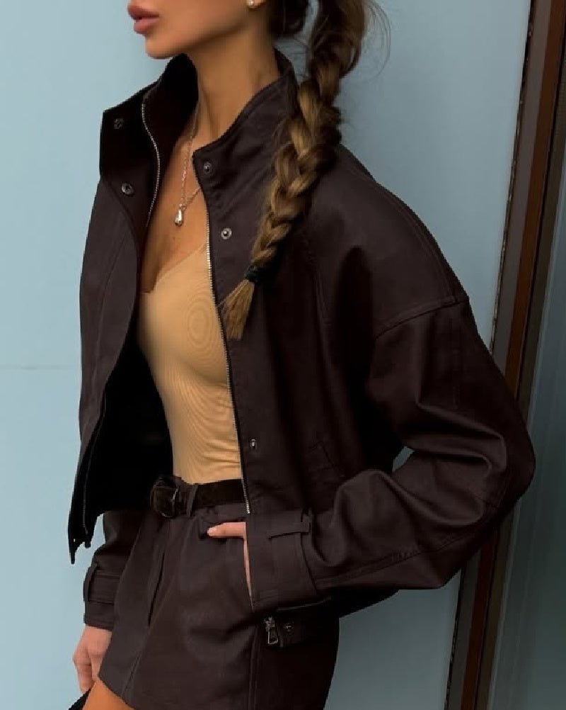 Linda Faux Suede Zip Jacket - Women's Everyday Outerwear - Image 9