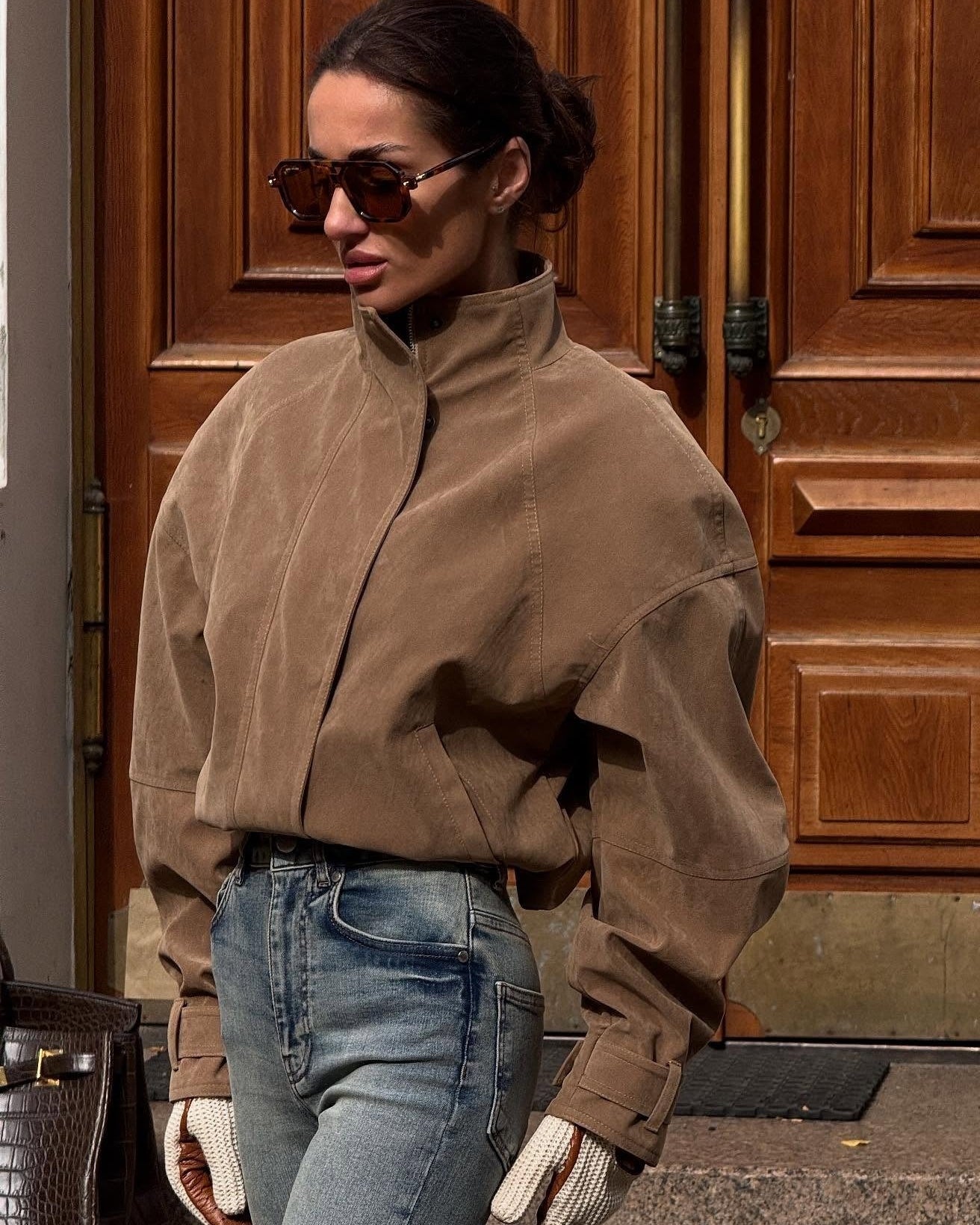Linda Faux Suede Zip Jacket - Women's Everyday Outerwear
