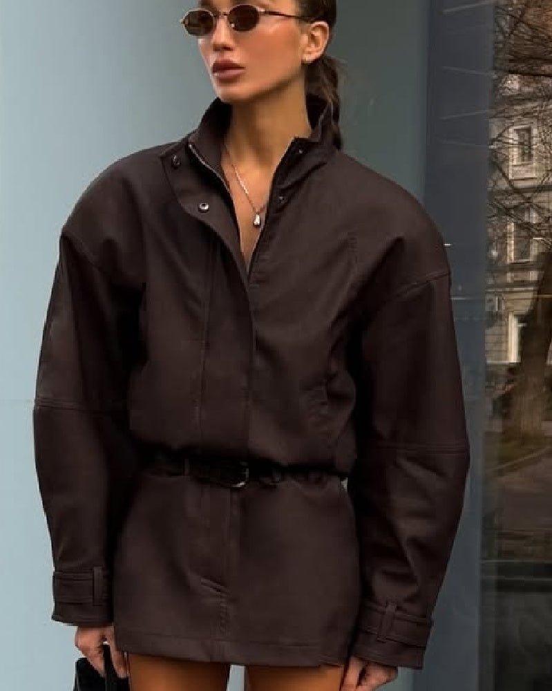 Linda Faux Suede Zip Jacket - Women's Everyday Outerwear - Image 6