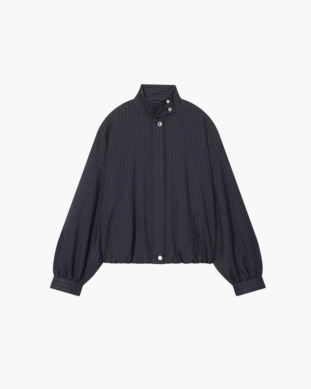 Magnolia Pinstripe Bomber Jacket - Women's Fall and Winter Outerwear - Image 6