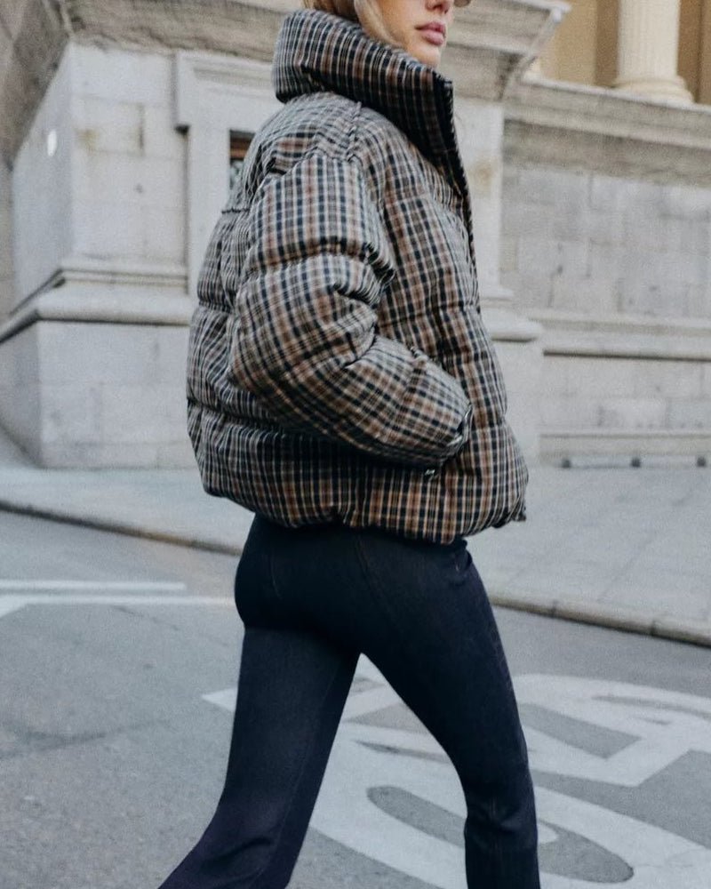 Monica Plaid Puffer Jacket - Women's Everyday Outerwear - Image 7
