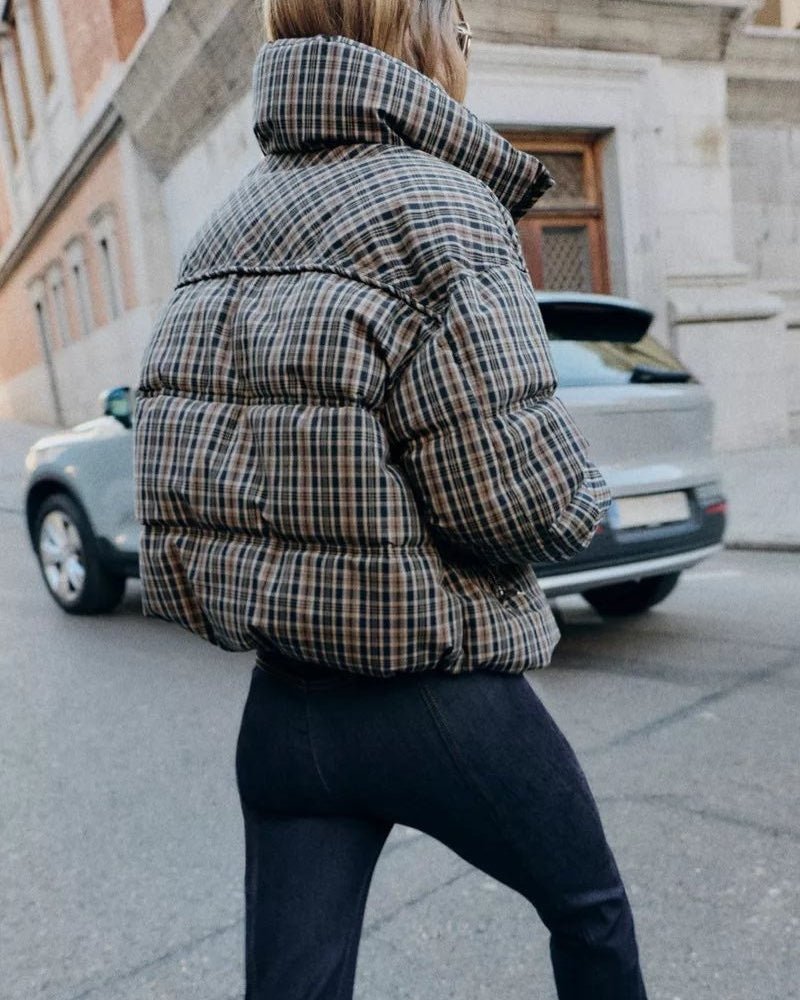Monica Plaid Puffer Jacket - Women's Everyday Outerwear - Image 6