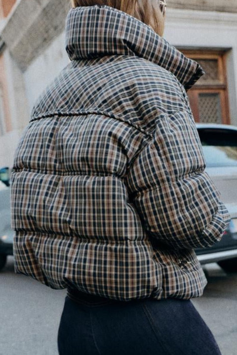 Monica Plaid Puffer Jacket - Women's Everyday Outerwear - Image 3