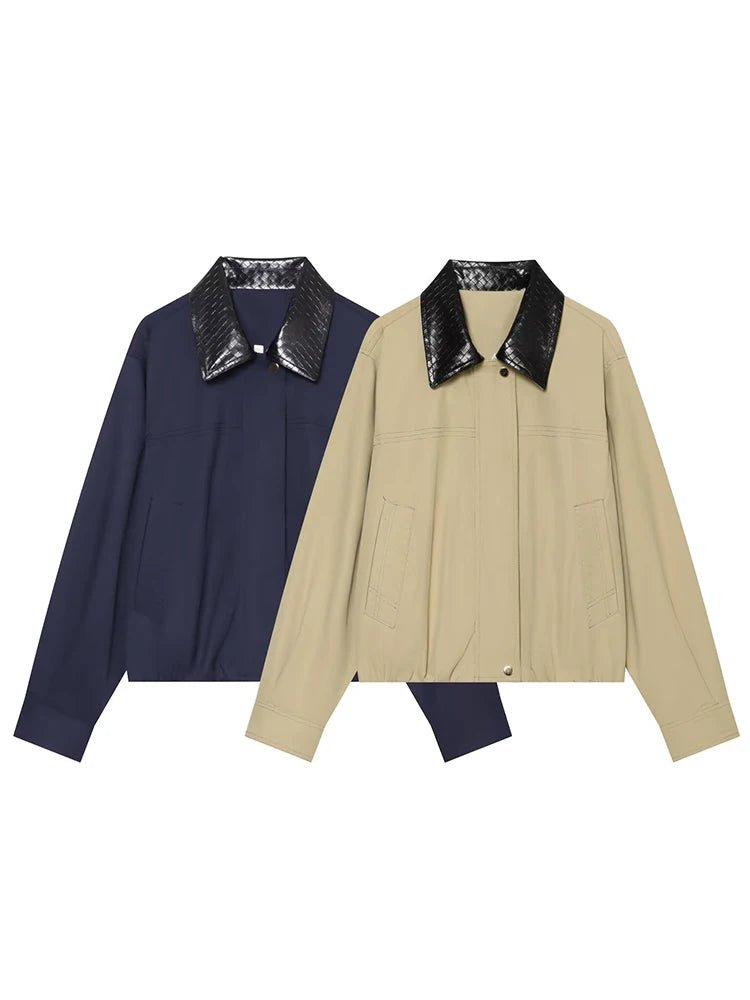 Olivia Contrast Collar Bomber Jacket - Women's Everyday Outerwear - Image 6