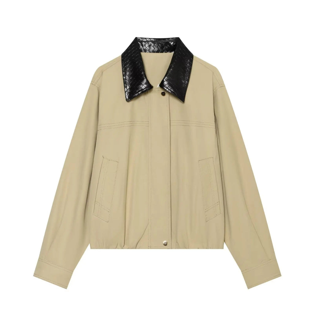 Olivia Contrast Collar Bomber Jacket - Women's Everyday Outerwear - Image 5