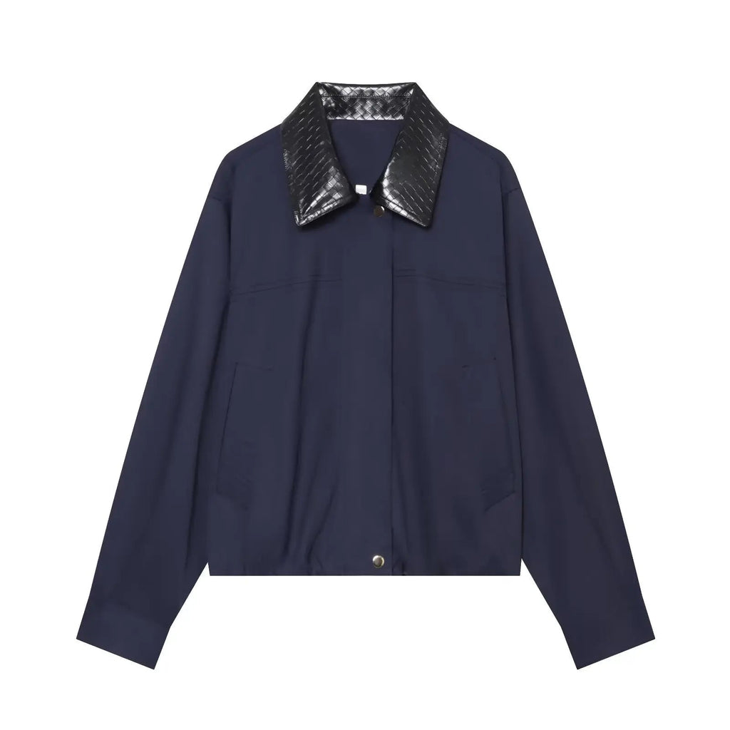 Olivia Contrast Collar Bomber Jacket - Women's Everyday Outerwear - Image 4