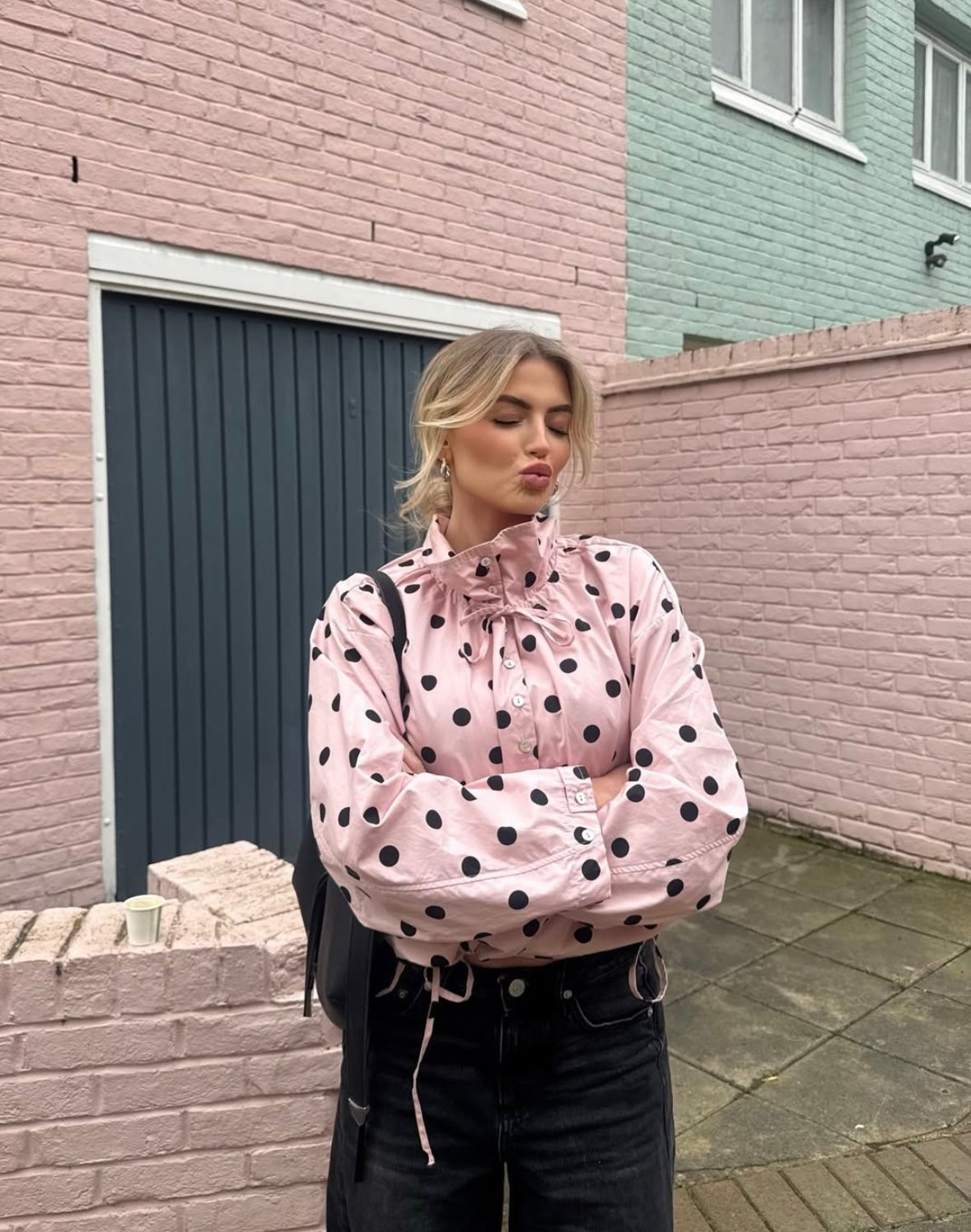 Presley Polka Dot Puff Sleeve Jacket - Women's Everyday Outerwear - Image 3