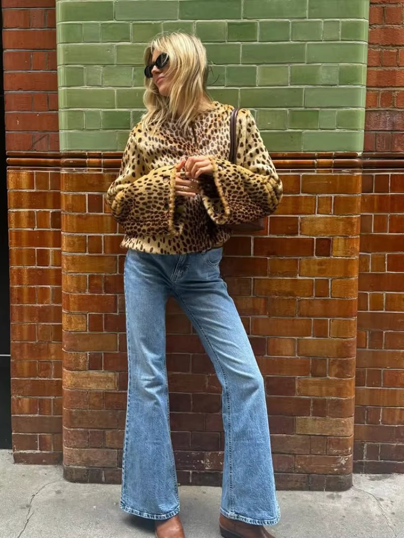 Rebecca Leopard Faux Fur Jacket - Women's Everyday Outerwear - Image 4
