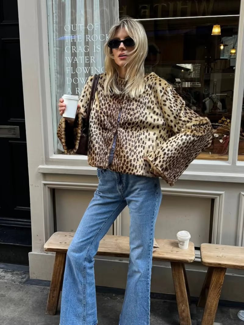 Rebecca Leopard Faux Fur Jacket - Women's Everyday Outerwear - Image 3