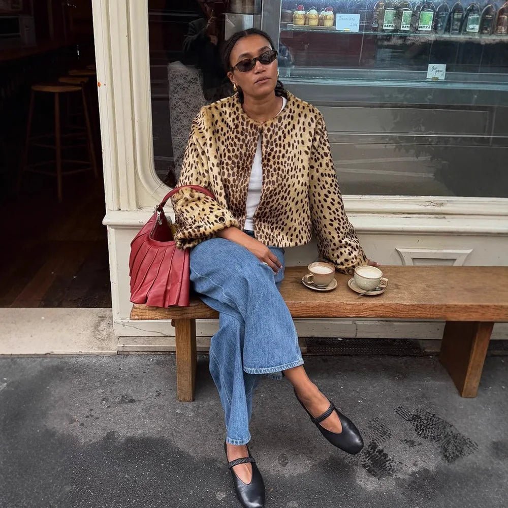 Rebecca Leopard Faux Fur Jacket - Women's Everyday Outerwear - Image 7