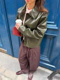 Svea Crocodile Embossed Leather Jacket - Women's Everyday Outerwear