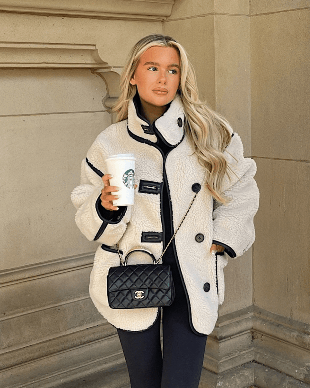 Adela Funnel Neck Sherpa Jacket - Women's Fall and Winter Outerwear - Image 2