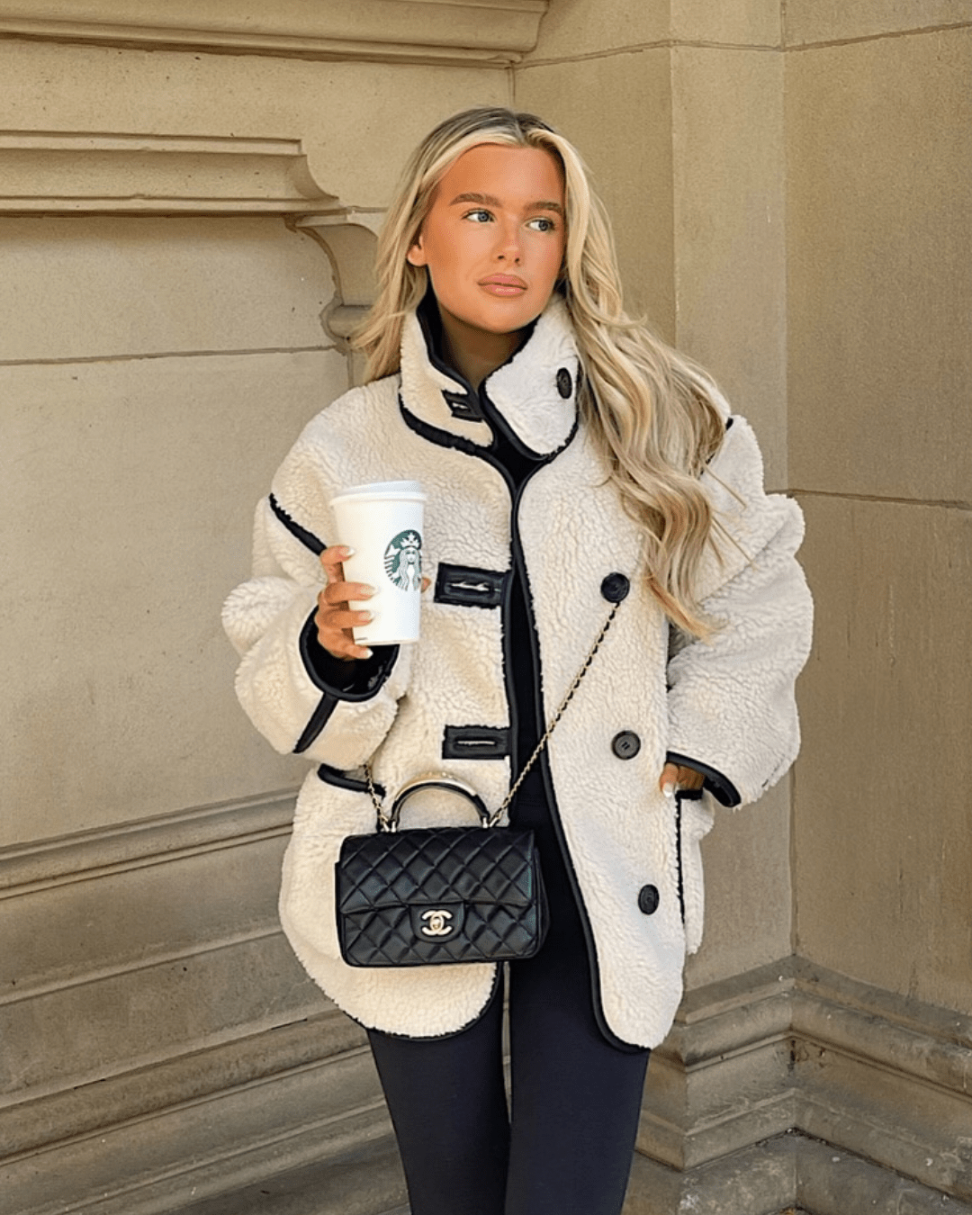 Adela Funnel Neck Sherpa Jacket - Women's Fall and Winter Outerwear - Image 2