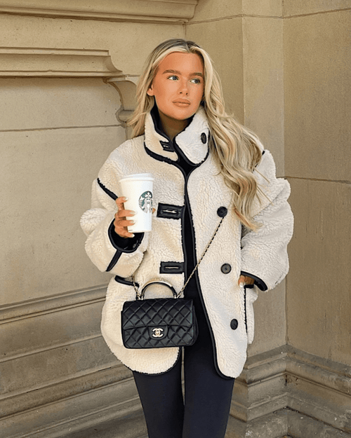 Adela Funnel Neck Sherpa Jacket - Women's Fall and Winter Outerwear - Image 2