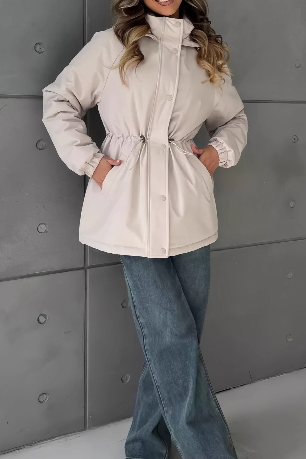 Adele Hooded Windbreaker Jacket - Women's Fall and Winter Outerwear