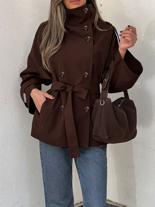 Aida Lace-up Cropped Trench Coat - Women's Fall and Winter Outerwear