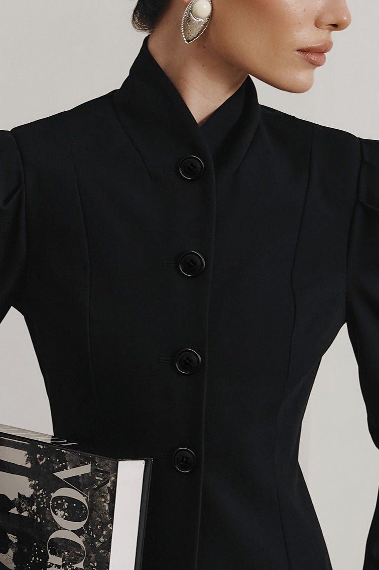 French Stand Collar Flared Blazer - Women's Fall and Winter Outerwear - Image 5