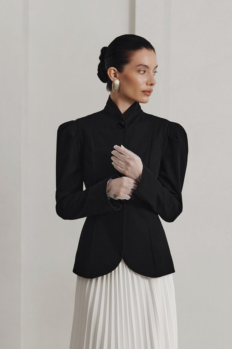 French Stand Collar Flared Blazer - Women's Fall and Winter Outerwear - Image 2