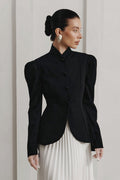 French Stand Collar Flared Blazer - Women's Fall and Winter Outerwear