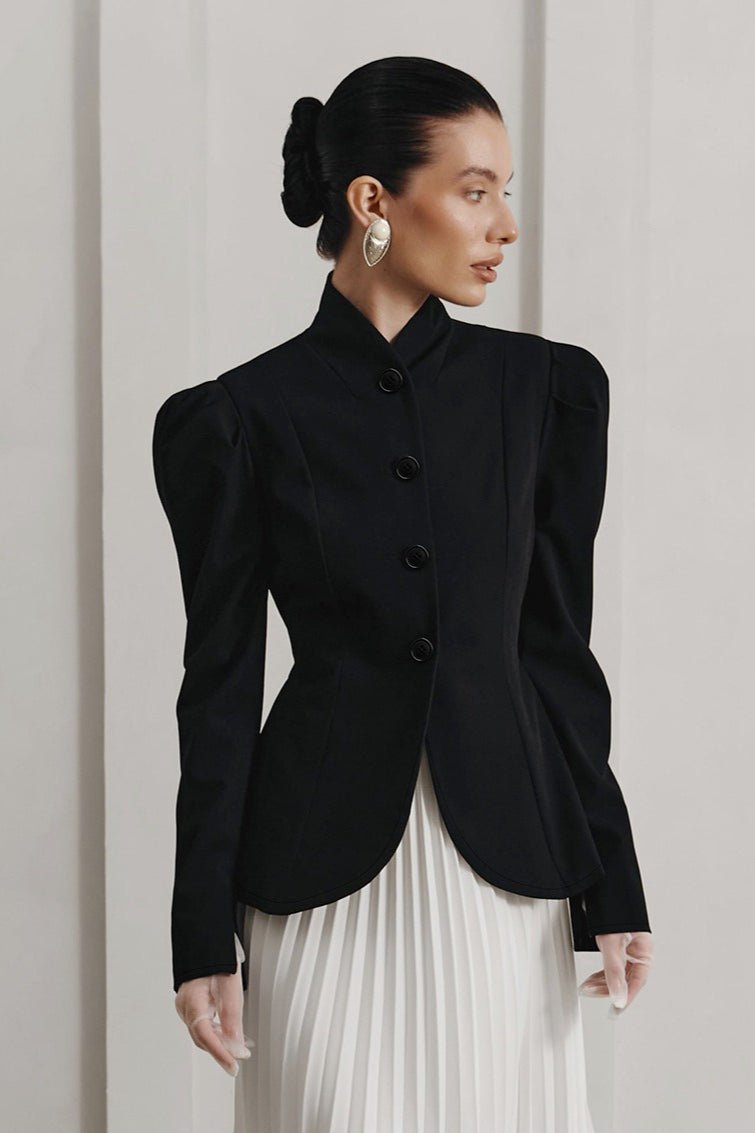 French Stand Collar Flared Blazer - Women's Fall and Winter Outerwear