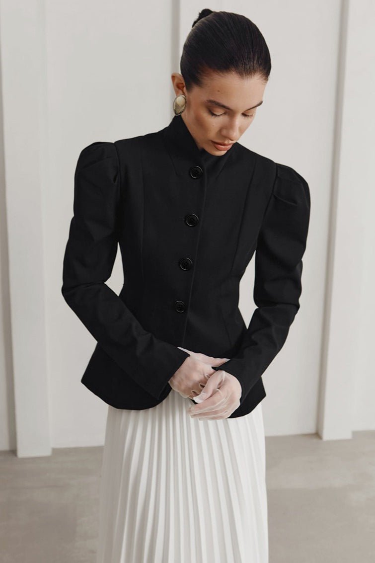 French Stand Collar Flared Blazer - Women's Fall and Winter Outerwear - Image 6