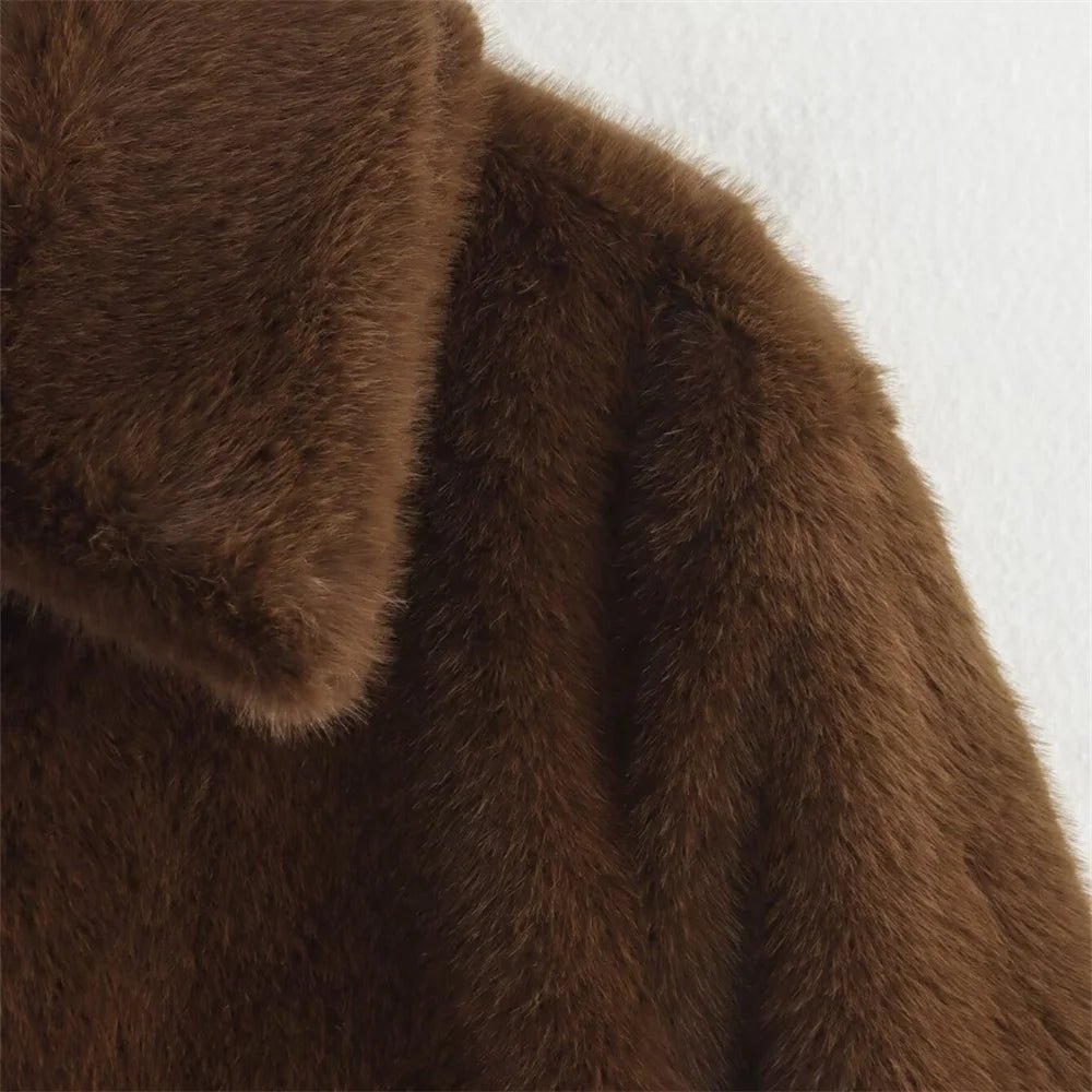 Mia Women's Faux Fur Jacket - Soft Plush Lapel Button-Front Winter Coat - Image 8