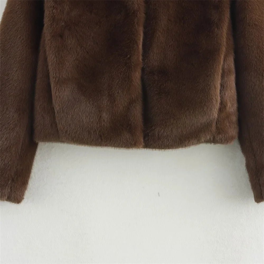 Mia Women's Faux Fur Jacket - Soft Plush Lapel Button-Front Winter Coat - Image 9