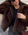 Mia Women's Faux Fur Jacket - Soft Plush Lapel Button-Front Winter Coat - Image 2