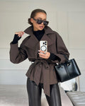 Alianna Belted Short Trench Coat - Women's Fall and Winter Outerwear