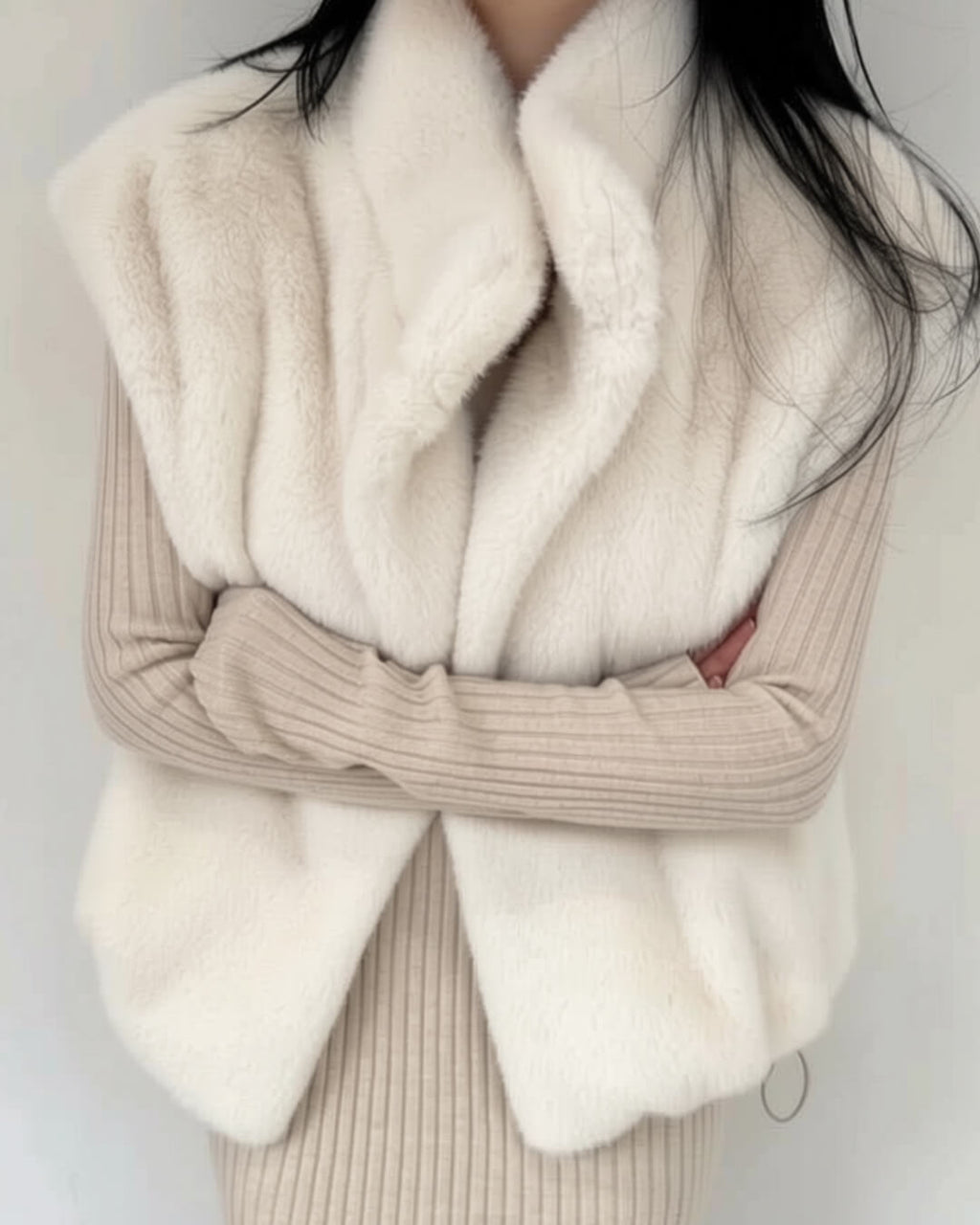 Amalia High Neck Faux Fur Vest - Women's Fall and Winter Outerwear