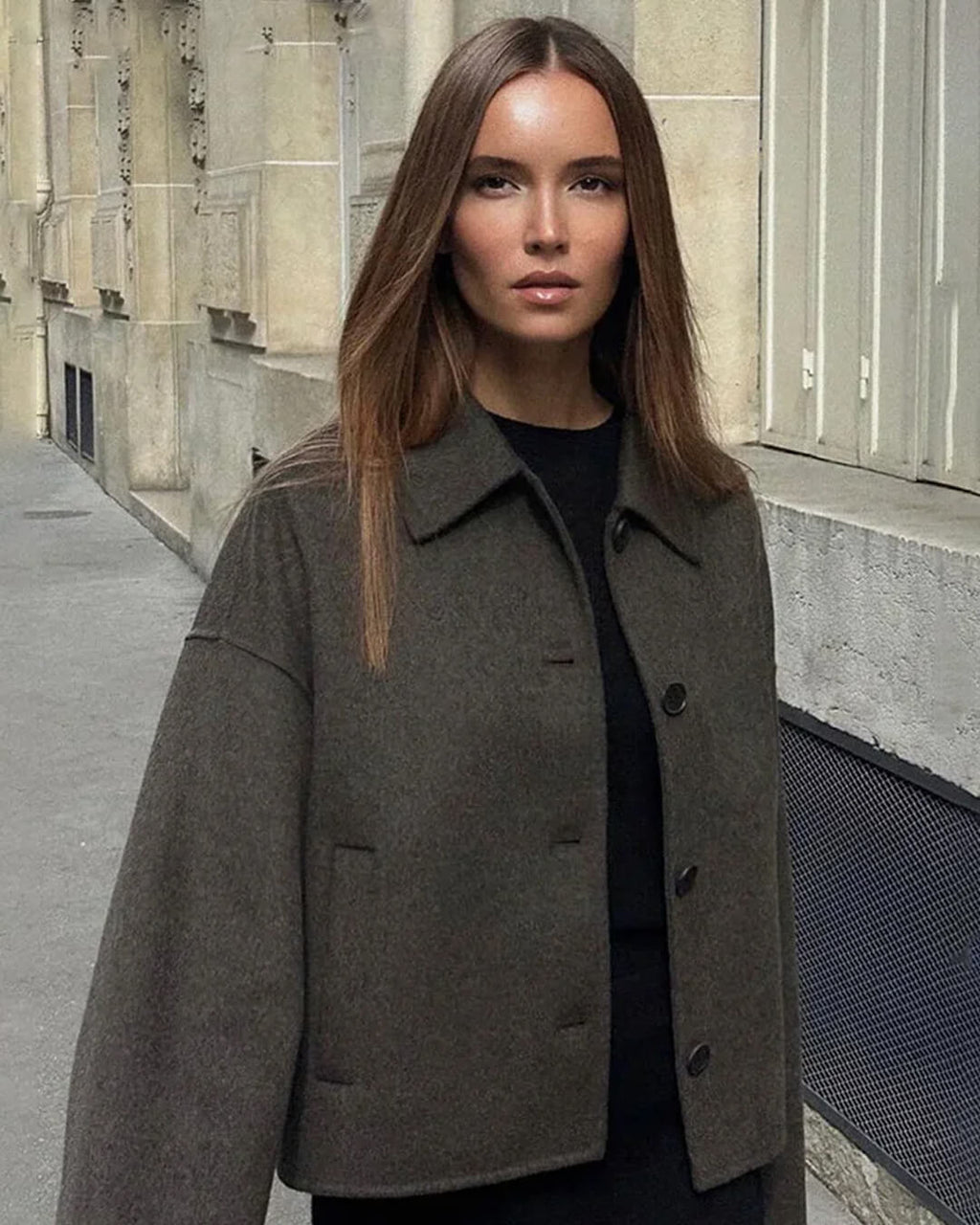 Angelina Buttoned Short Jacket - Women's Fall and Winter Outerwear - Image 2